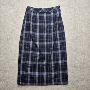 Chadwick’s Purple Plaid Wool Blend Long Pencil Skirt – Size 10 Tall